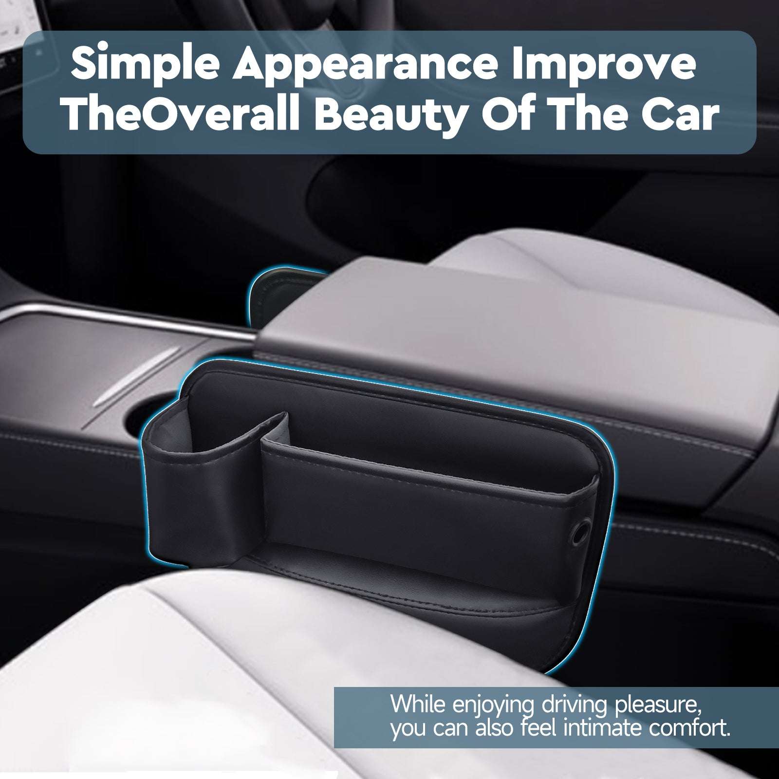 2 Pack Car Seat Gap Filler Organizer with Cup Holders, Universal Fit Leather Storage Box for Car,SUV,Truck