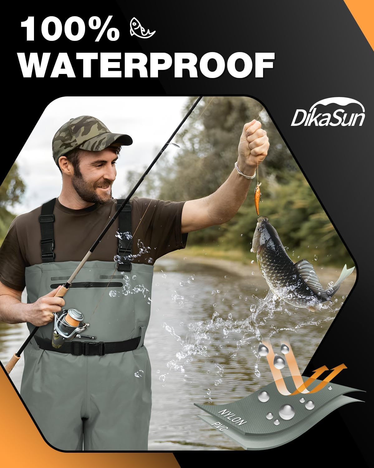 Waterproof Fishing Waders for Men Women,Chest Wader with Boots for Duck Hunting & Fly Fishing| Lightweight Bootfoot Waders,US Size,Grey