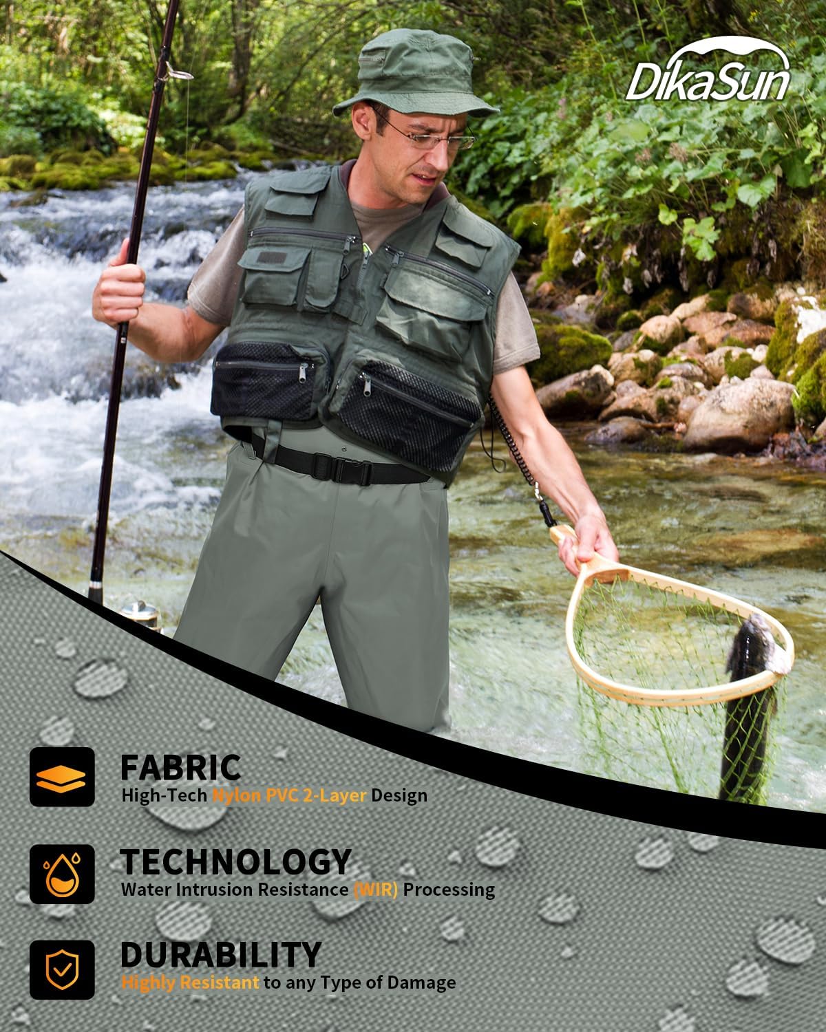 Waterproof Fishing Waders for Men Women,Chest Wader with Boots for Duck Hunting & Fly Fishing| Lightweight Bootfoot Waders,US Size,Grey