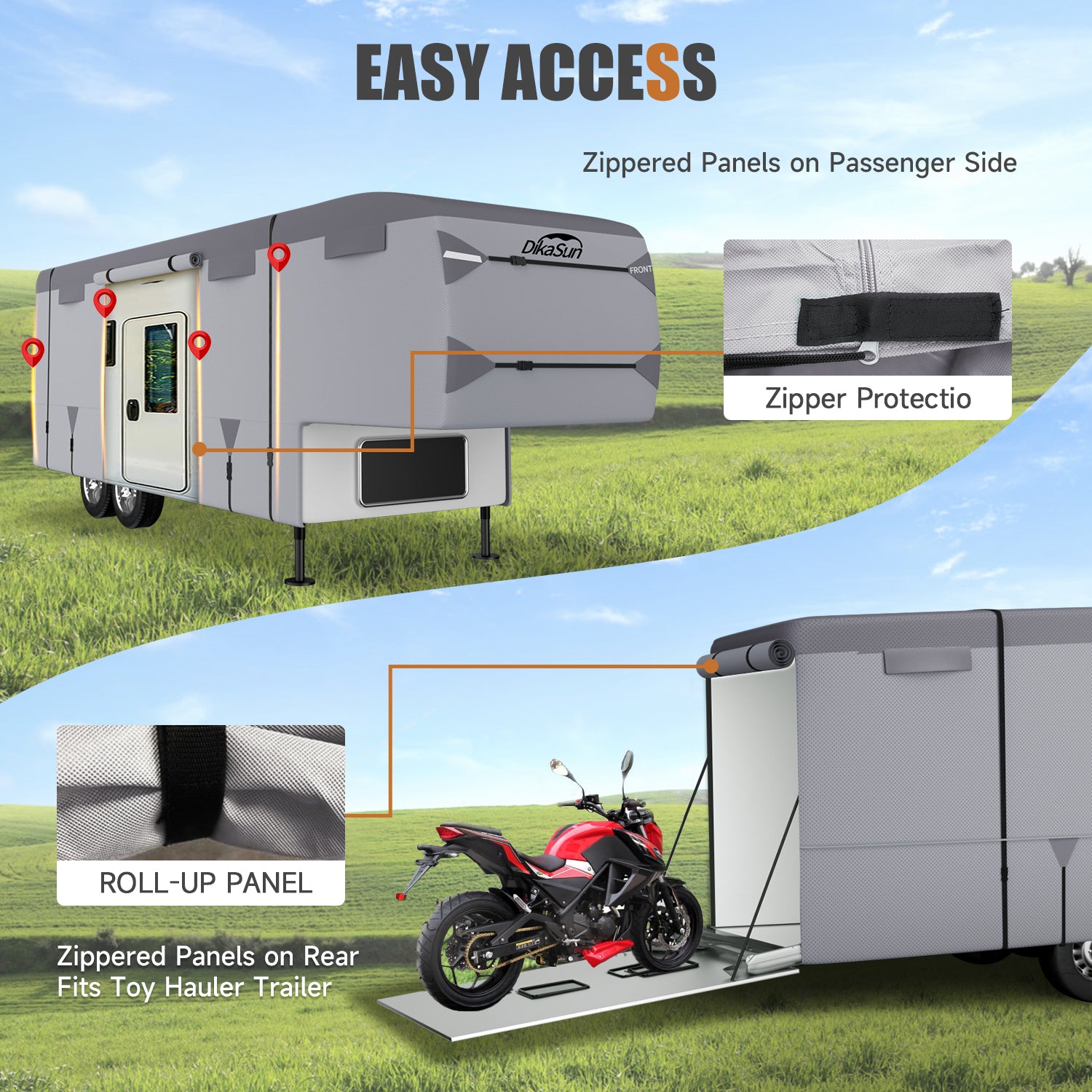 DikaSun 7 Layers 5th Wheel RV Cover UV Protection Waterproof Windproof Breathable