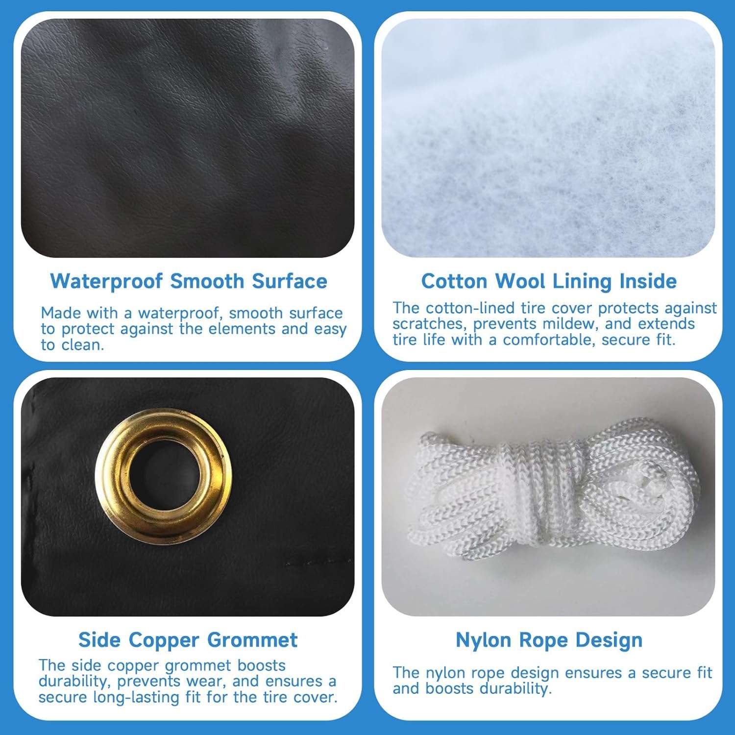 Set of 4 Black Waterproof RV Tire Covers – Heavy-Duty Wheel Protectors for Trailers, Campers, Trucks, SUVs & Motorhomes