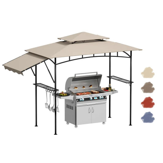 DikaSun BBQ Grill Gazebo 8 x 5 for Outdoor Cooking, with 3 ft Additional Side Wing, Sand