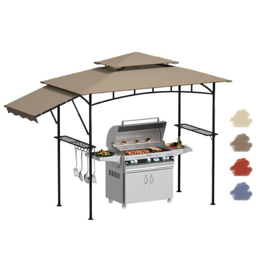DikaSun BBQ Grill Gazebo 8 x 5 for Outdoor Cooking, with 3 ft Additional Side Wing, Beige