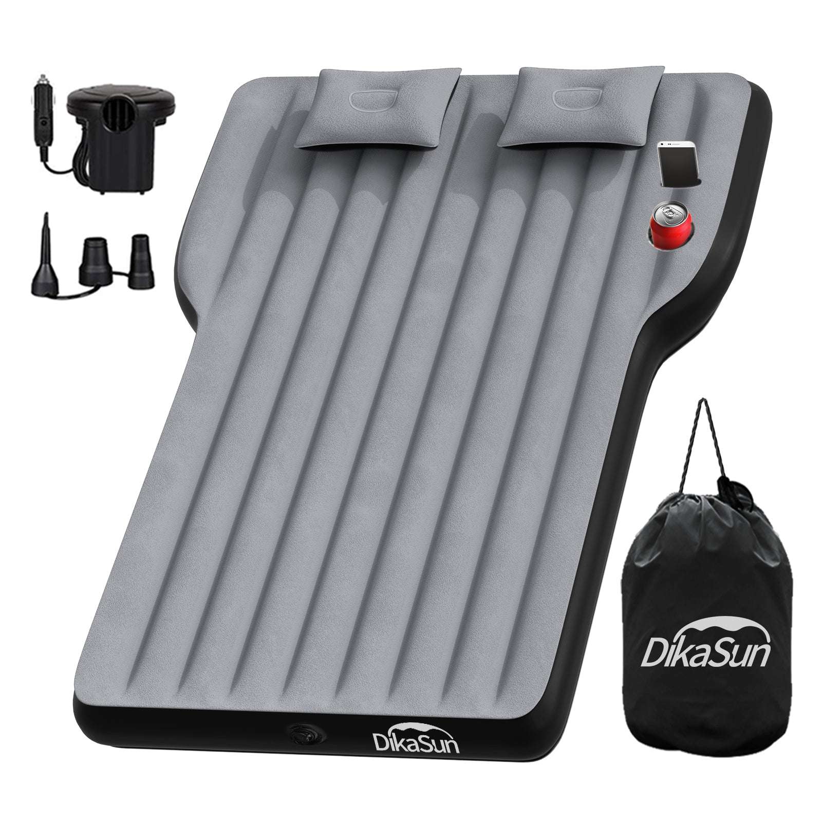 Tesla Model Y Mattress: Inflatable Camping Bed Air Mattress for Model Y, Thickened Travel SUV Sleeping Pad with Car Air Pump 2 Pillows,Grey