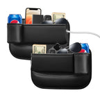 2 Pack Car Seat Gap Filler Organizer with Cup Holders, Universal Fit Leather Storage Box for Car,SUV,Truck