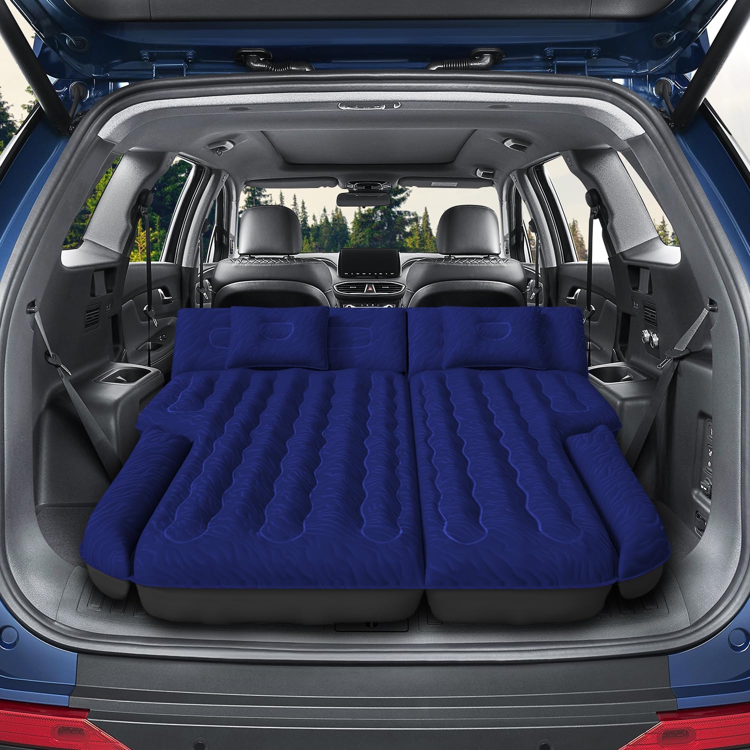 DikaSun SUV Air Mattress Upgraded Flocking and Extra Thick Oxford Surface Sleeping Bed for with Electric Pump,3M Charging Cable, Navy