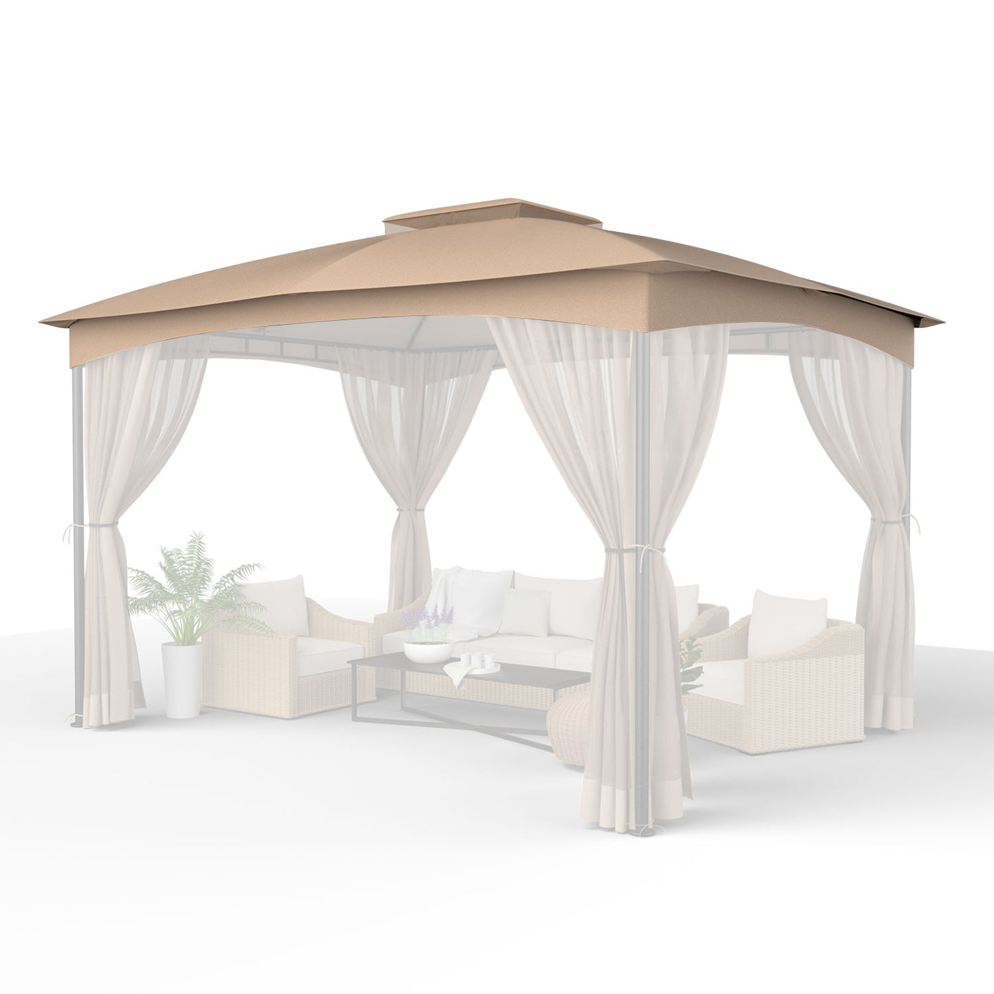 Dikasun Canopy for 10x12 Gazebo(Beige),Replacement