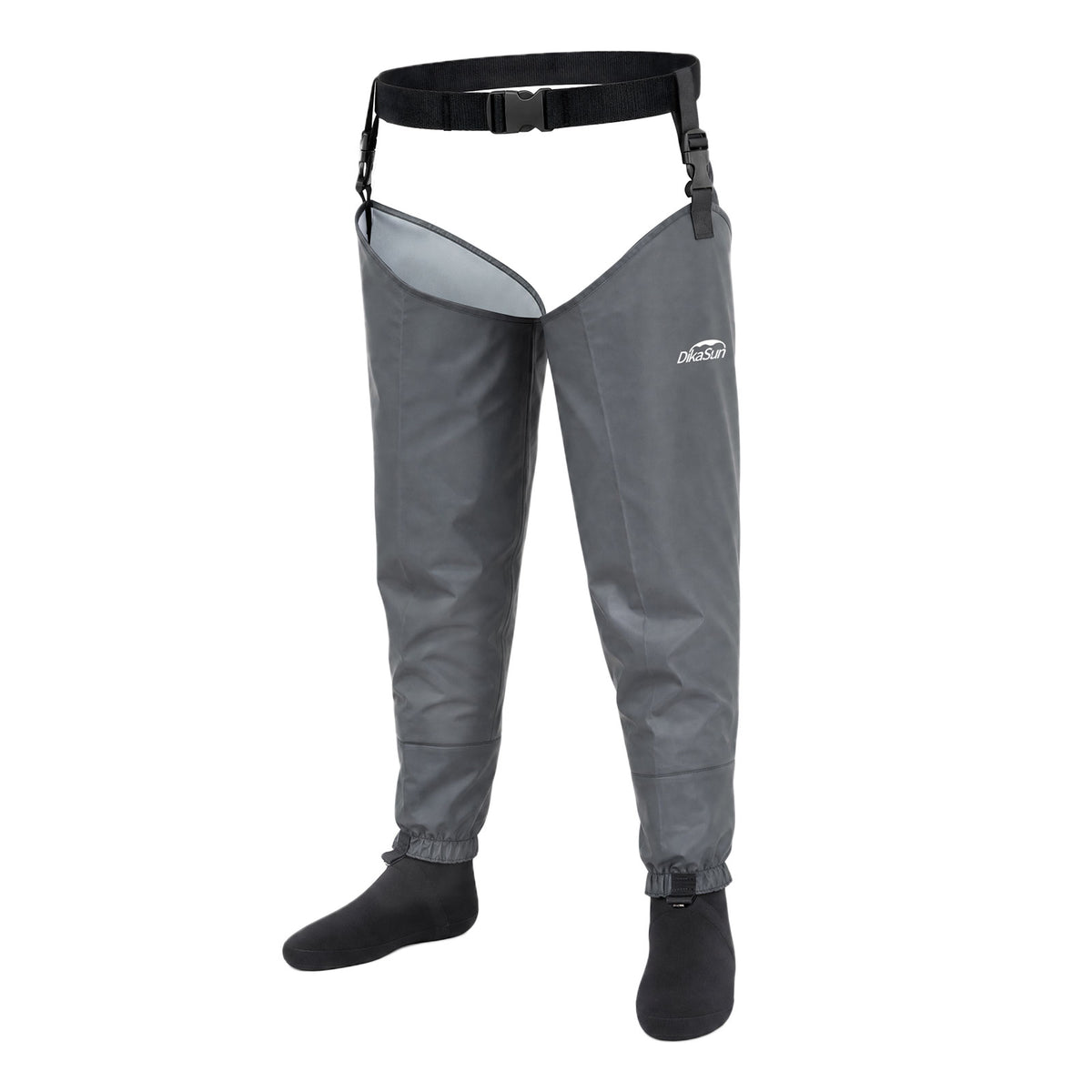 DikaSun Stockingfoot Hip Waders for Fishing 6mm Neoprene Booties, Reinforced Waterproof Upper, Taped Seams, Gravel Guards, Quick Release Locking Buckles
