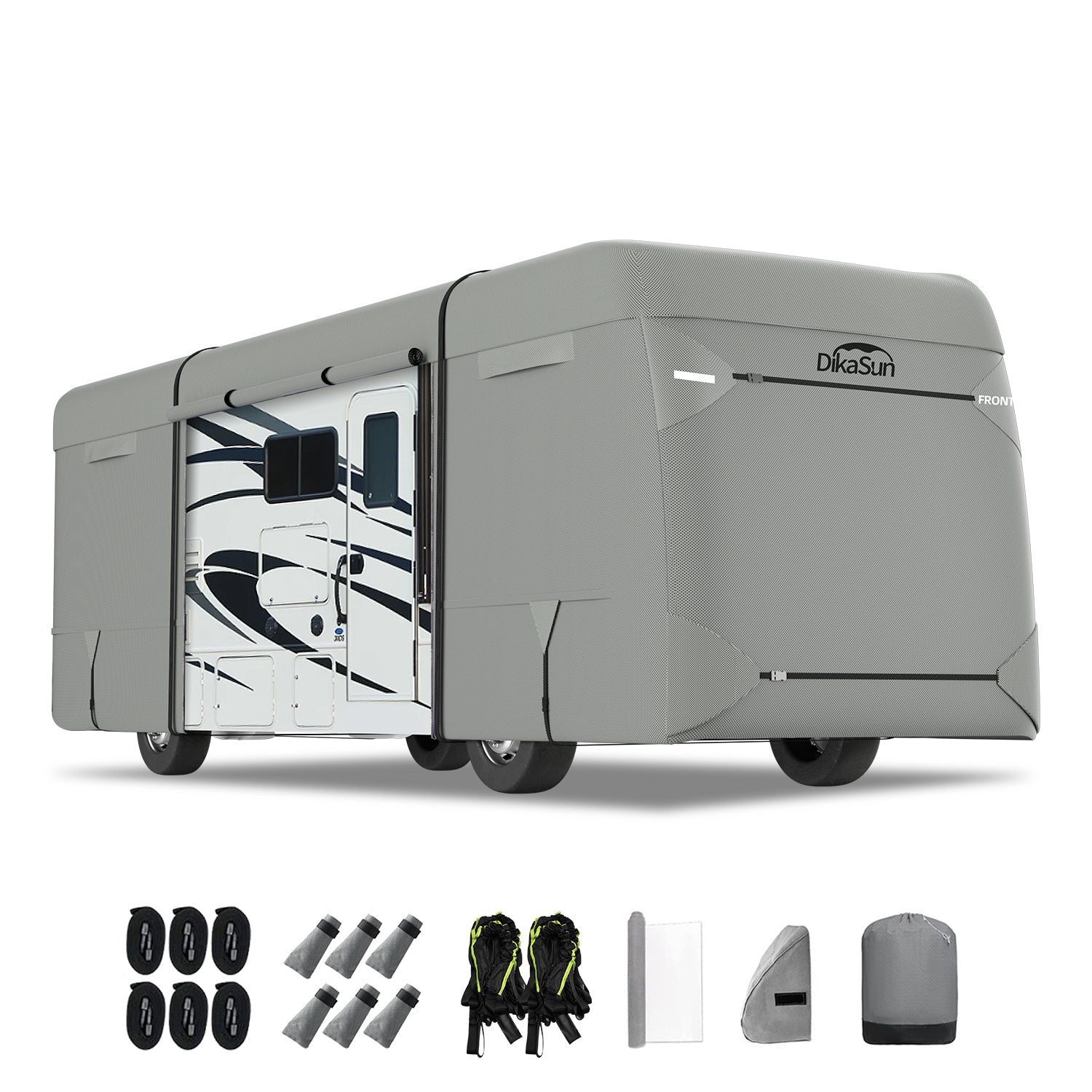 DikaSun 7 Layers Class A RV Cover Heavy Duty Anti-UV Waterproof Windproof Breathable Class A Motorhome