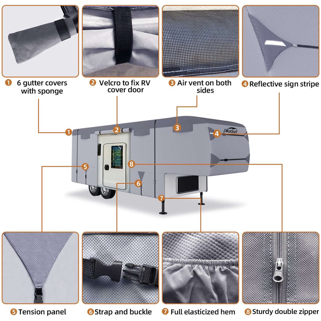 DikaSun 7 Layers 5th Wheel RV Cover UV Protection Waterproof Windproof Breathable