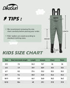 Green Children Youth Kids Fishing Hunting Chest Wader with Boots