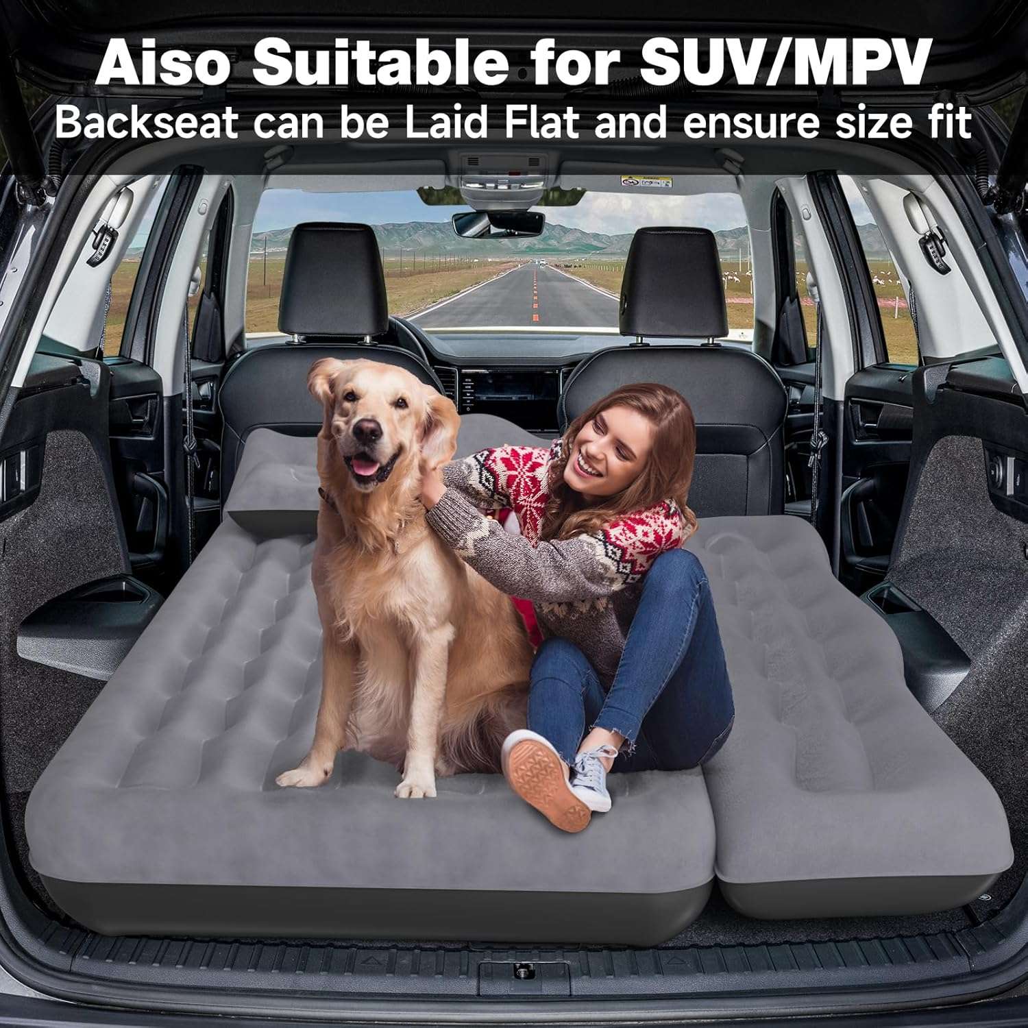 Thicken Backseat SUV/Car/Truck Air Mattress Air Bed Inflatable SUV Truck Mattress -24'' Width/Grey