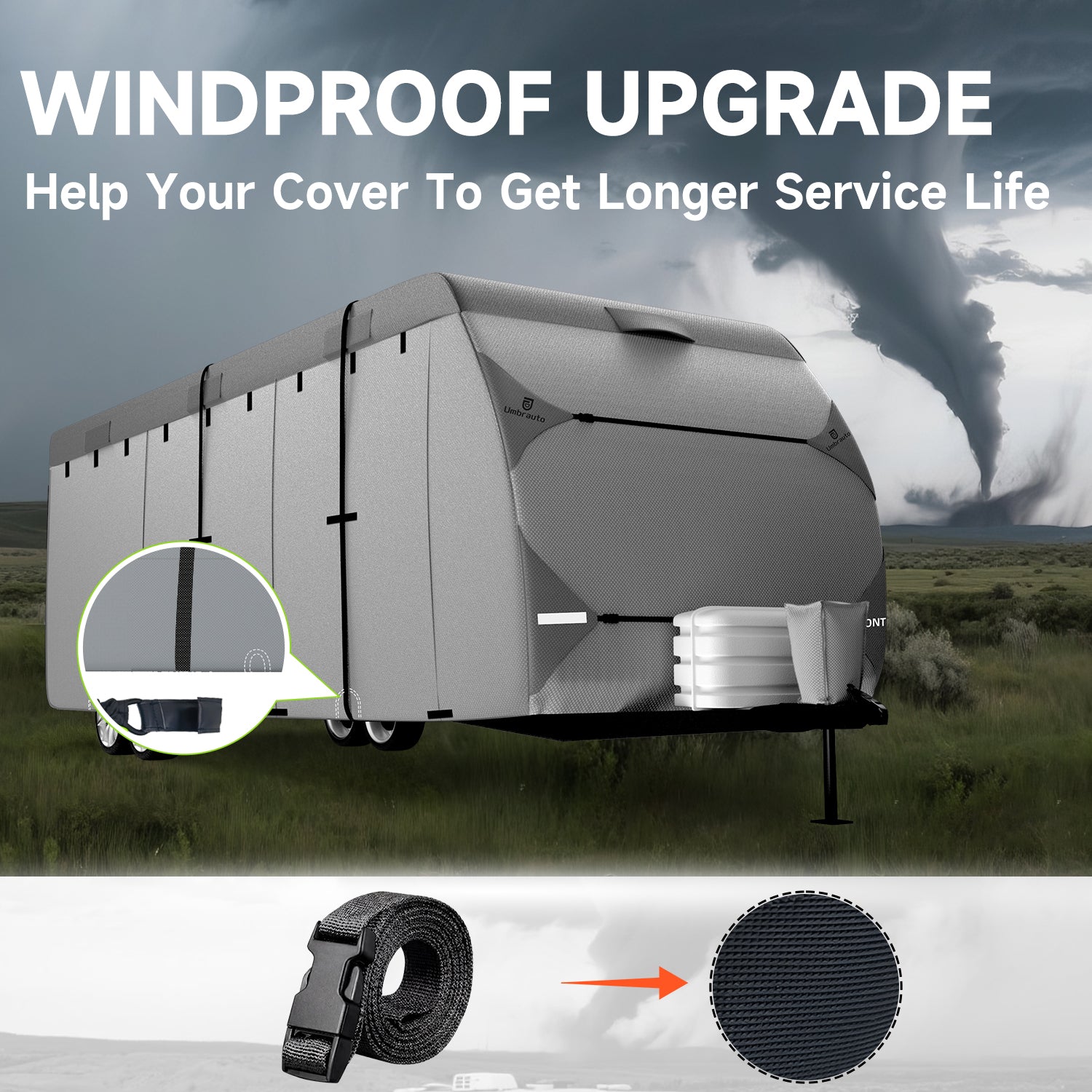Windproof RV Tie-Down Straps - Heavy Duty Straps with Gutter Guards for Ultimate Cover Security