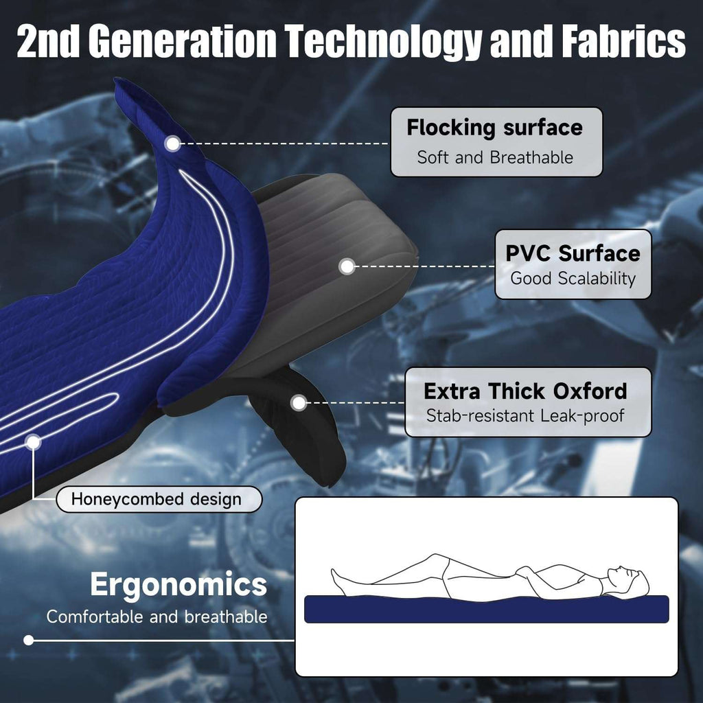DikaSun SUV Air Mattress Upgraded Flocking and Extra Thick Oxford Surface Sleeping Bed for with Electric Pump,3M Charging Cable, Navy
