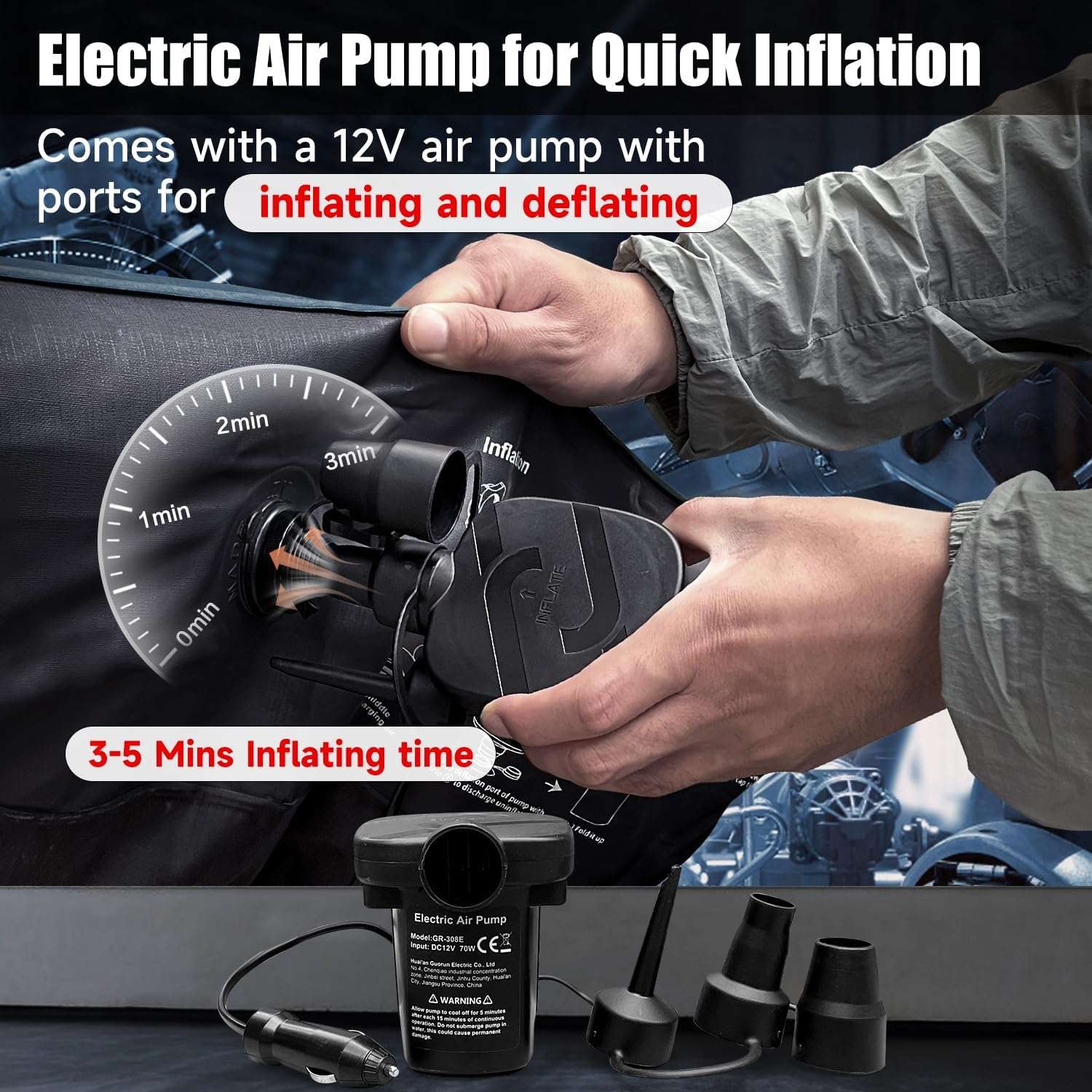 DikaSun SUV Air Mattress Upgraded Flocking and Extra Thick Oxford Surface Sleeping Bed for with Electric Pump,3M Charging Cable, Navy