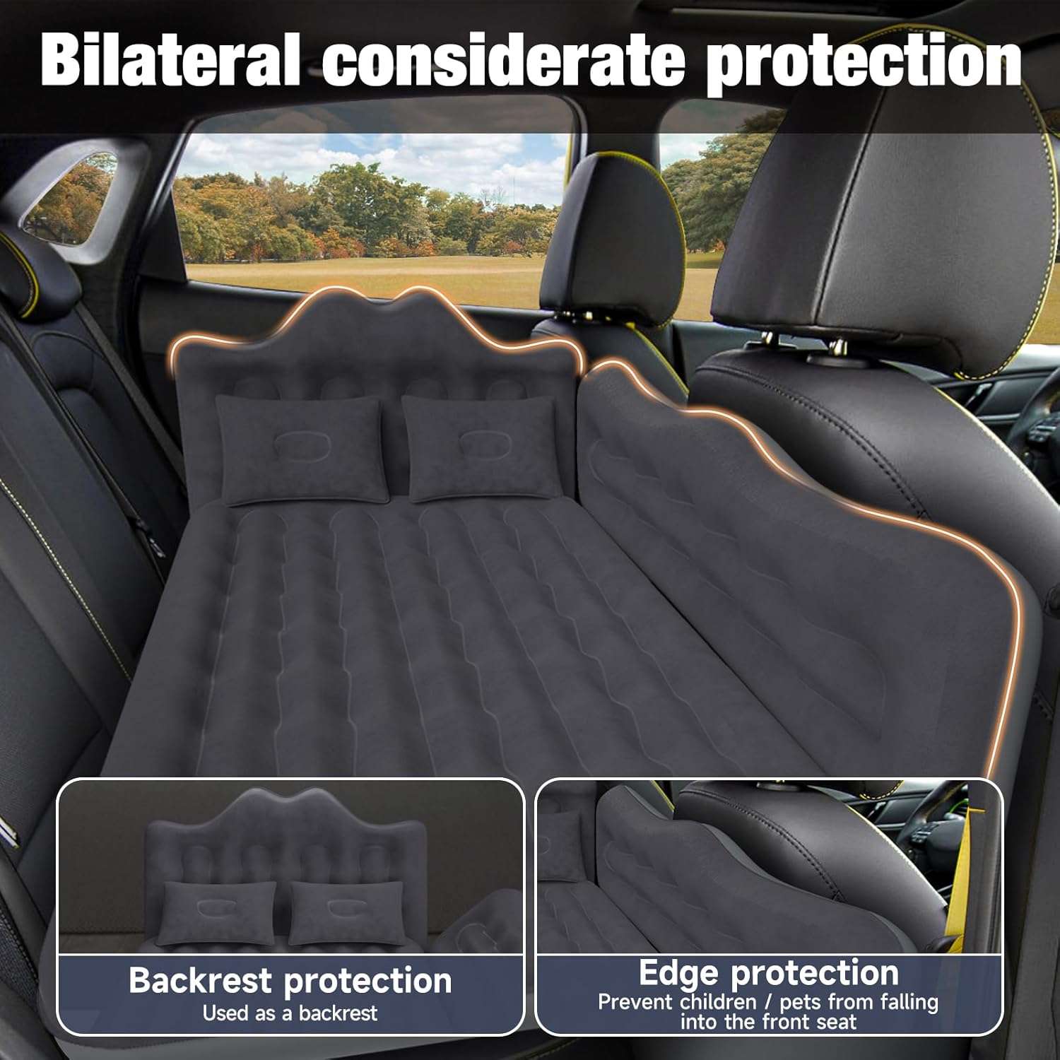 Thicken Backseat SUV/Car/Truck Air Mattress Air Bed Inflatable SUV Truck Mattress -24'' Width/Black