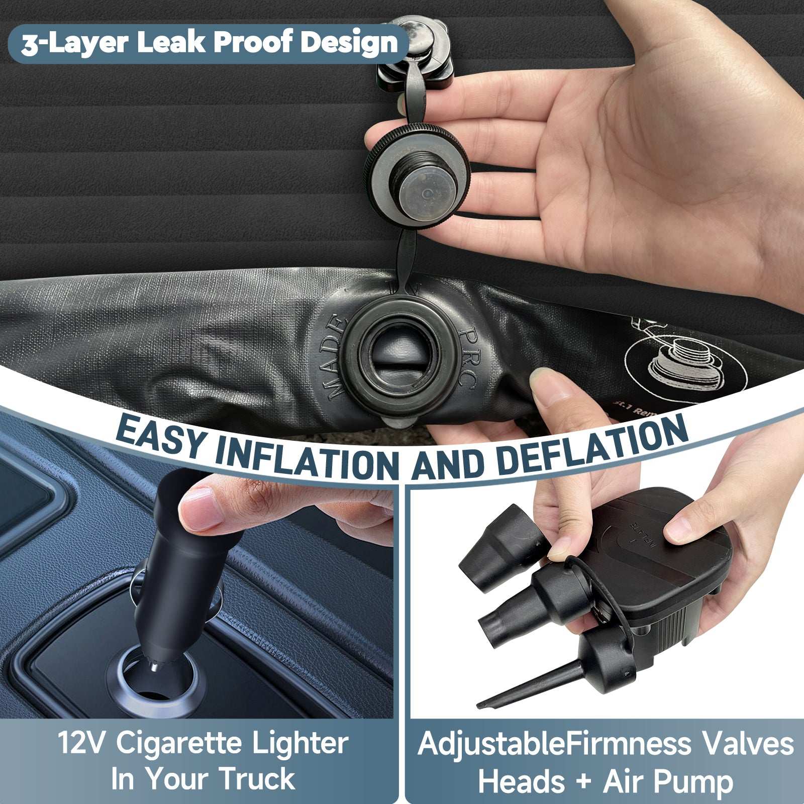 Tesla Model Y Mattress: Inflatable Camping Bed Air Mattress for Model Y, Thickened Travel SUV Sleeping Pad with Car Air Pump 2 Pillows