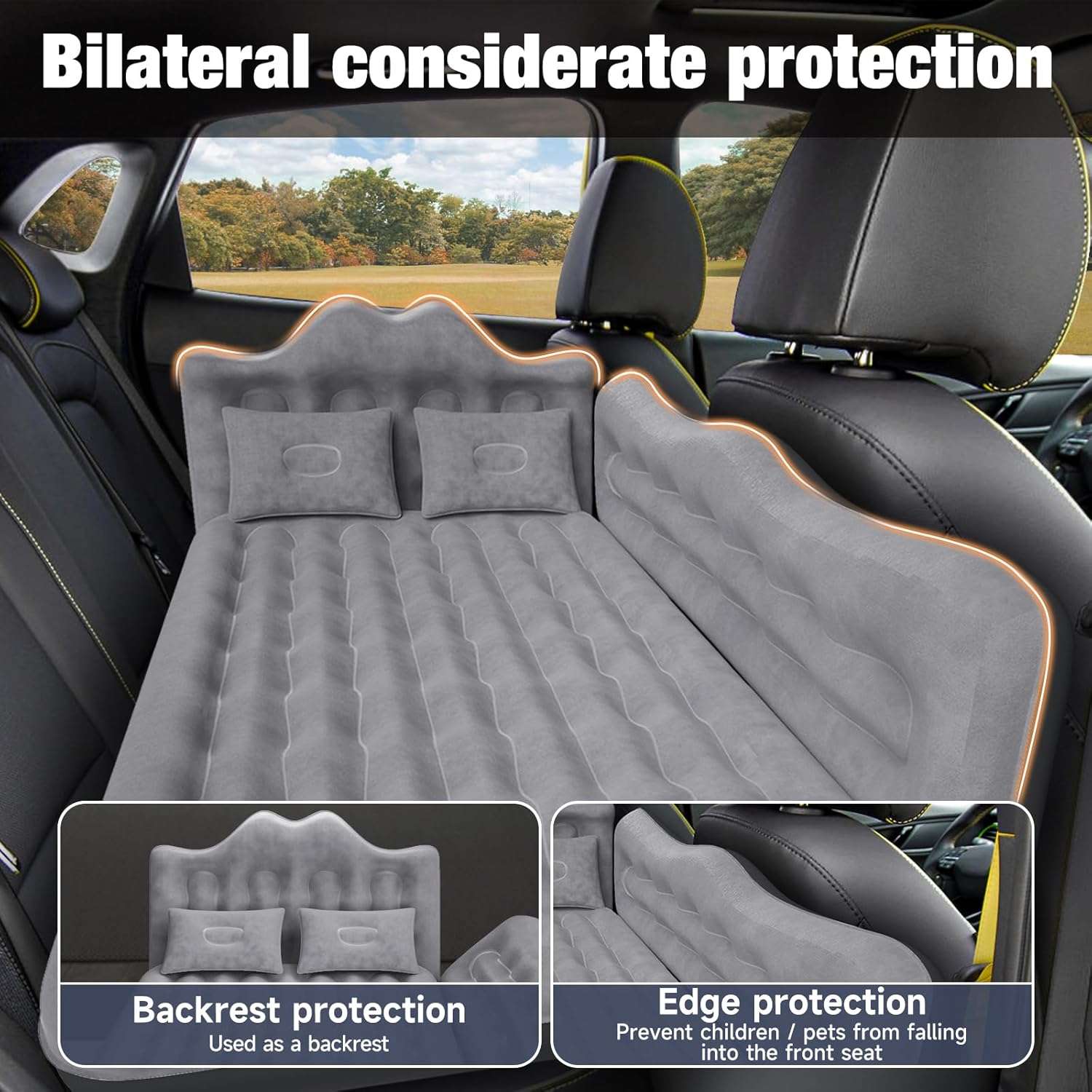 Thicken Backseat SUV/Car/Truck Air Mattress Air Bed Inflatable SUV Truck Mattress -24'' Width/Grey