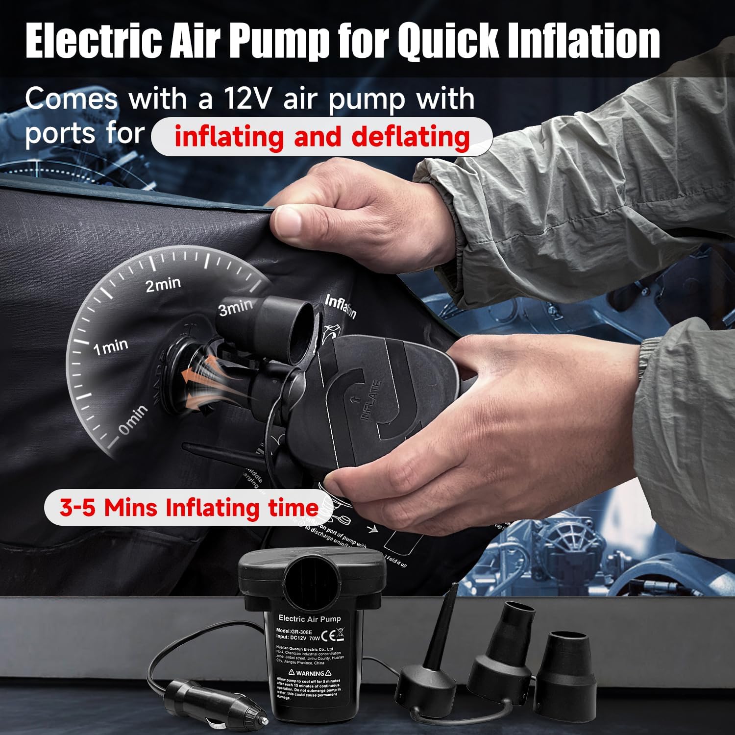 DikaSun SUV Air Mattress Upgraded Flocking and Extra Thick Oxford Surface Sleeping Bed for with Electric Pump,3M Charging Cable, Navy