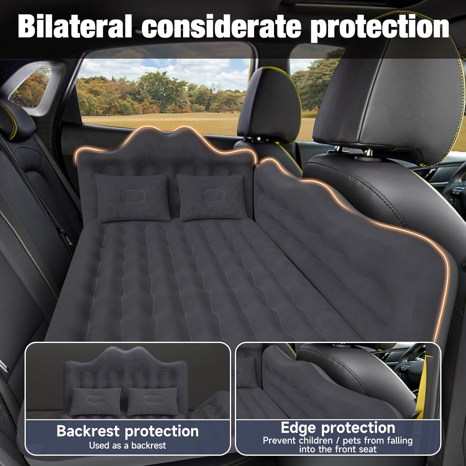 Thicken Backseat SUV/Car/Truck Air Mattress Air Bed Inflatable SUV Truck Mattress -24'' Width/Black