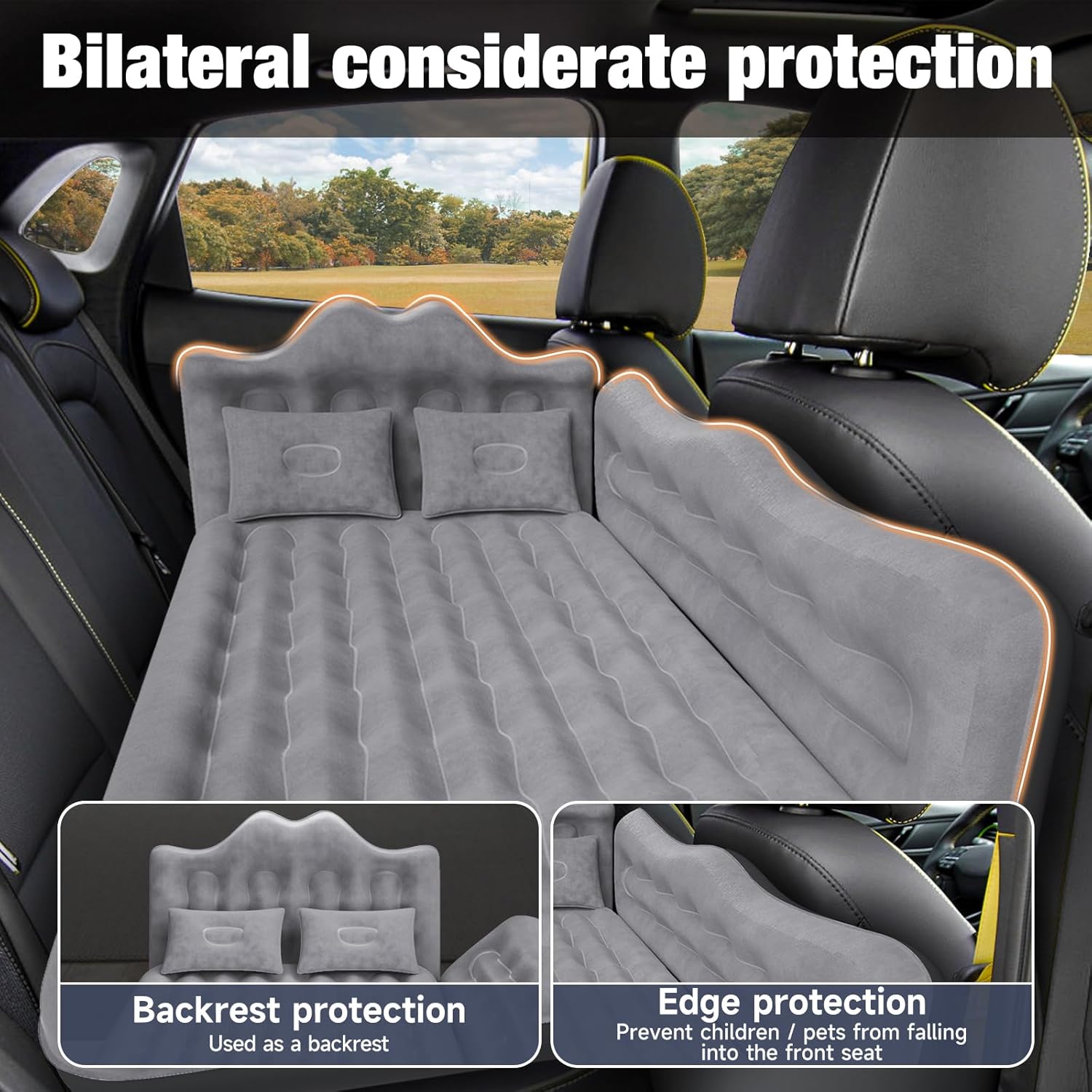 Thicken Backseat SUV/Car/Truck Air Mattress Air Bed Inflatable SUV Truck Mattress -24'' Width/Grey