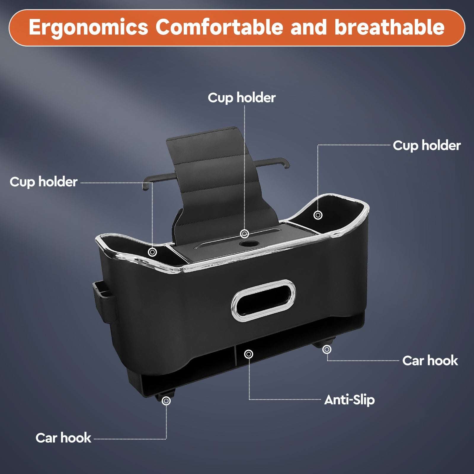Car Seat Back Storage Box, Multifunctional Headrest Backseat Organizer with Tissue Box