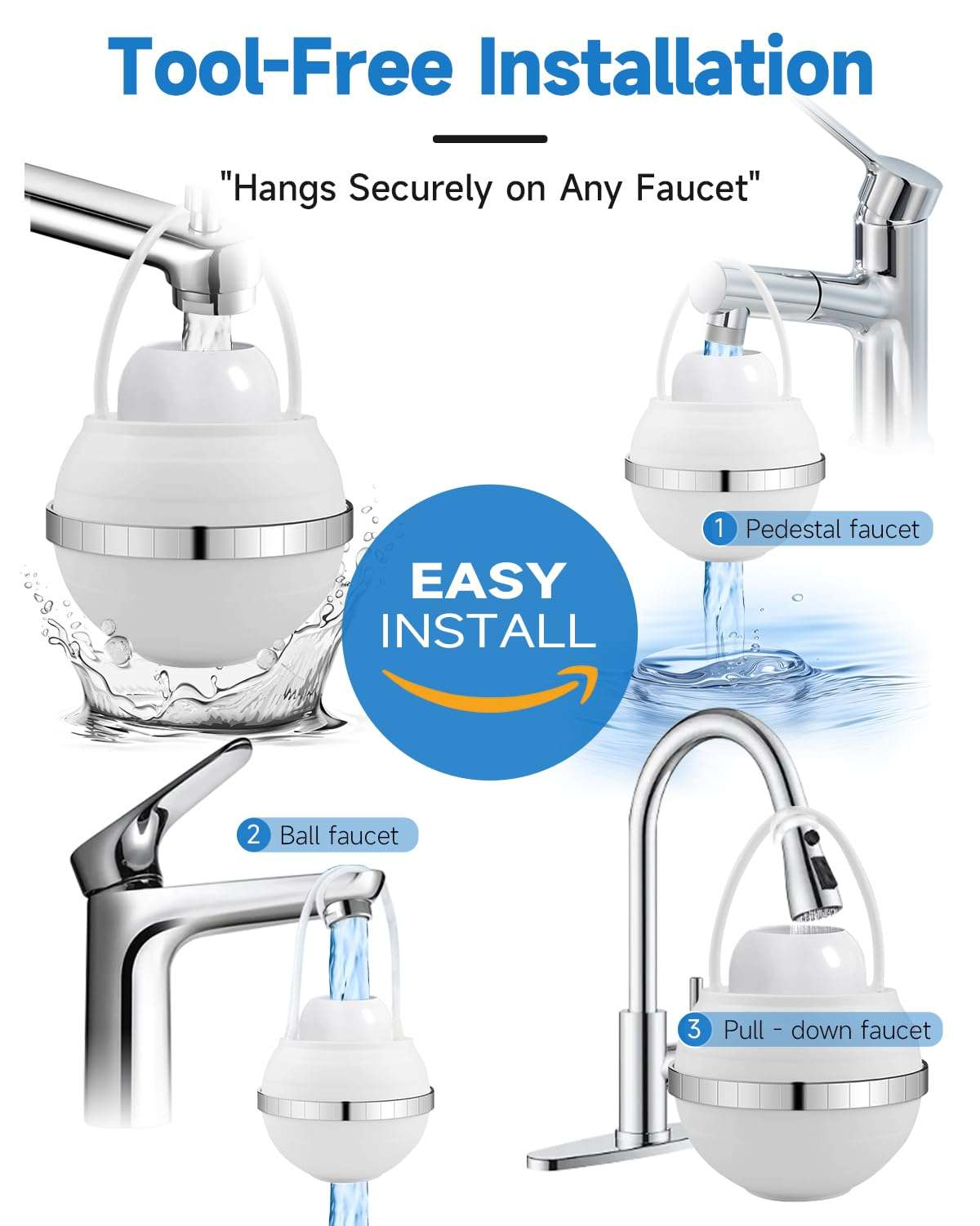 Premium Tub Faucet Bath Water Filter with Overflow – 2,500-Gallon Chlorine & Fluoride Removal Hard-Water Softener for Healthier Skin, Hair & Nails
