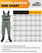 DikaSun Chest Waders with Boots — Lightweight Bootfoot Waders for Men & Women, Duck Hunting & Fly Fishing (US Sizes, Grey))