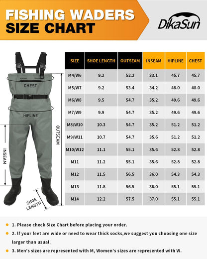 Waterproof Fishing Waders for Men Women,Chest Wader with Boots for Duck Hunting & Fly Fishing| Lightweight Bootfoot Waders,US Size,Grey