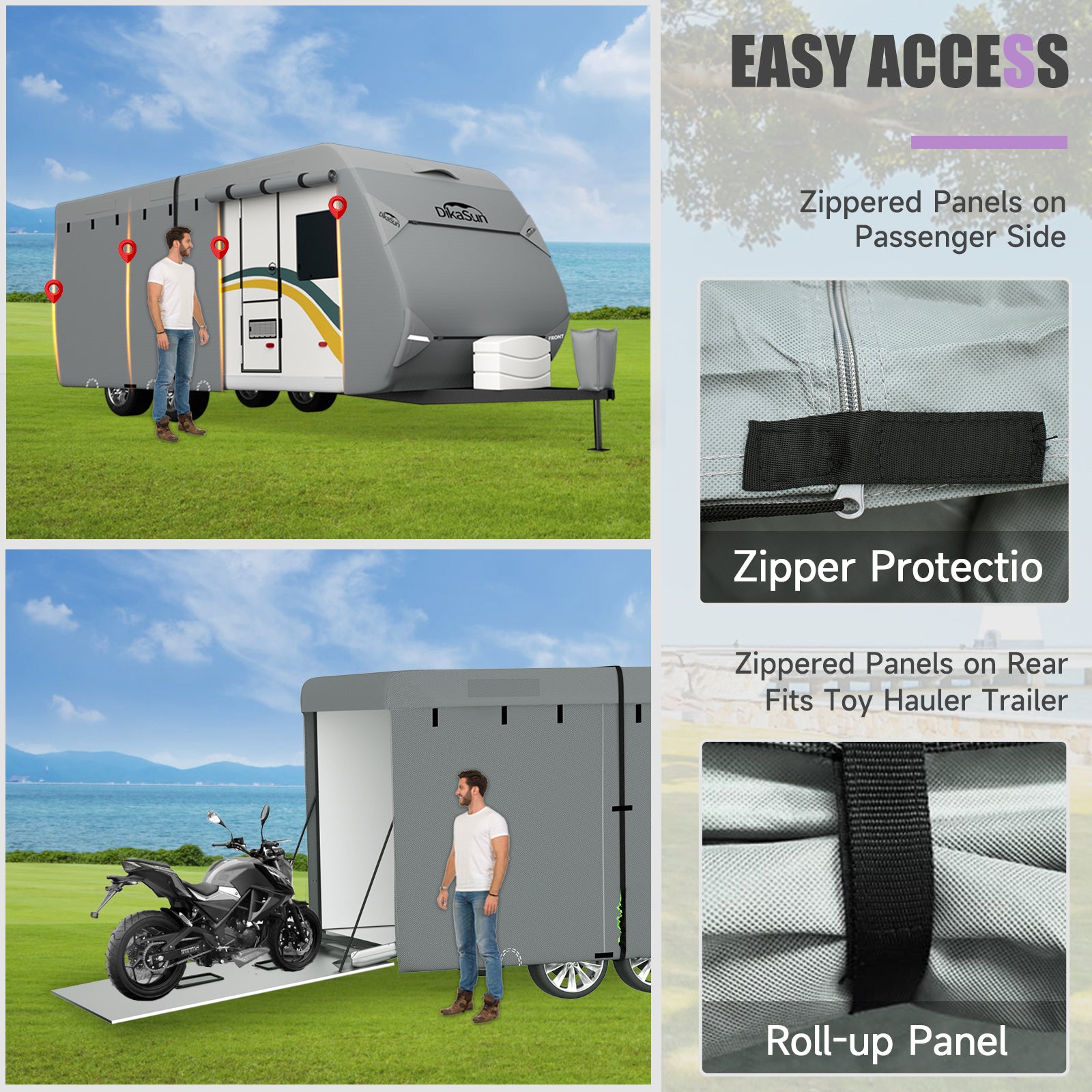 DikaSun 7 Layers Top Travel Trailer RV Cover Windproof Waterproof UV Protection