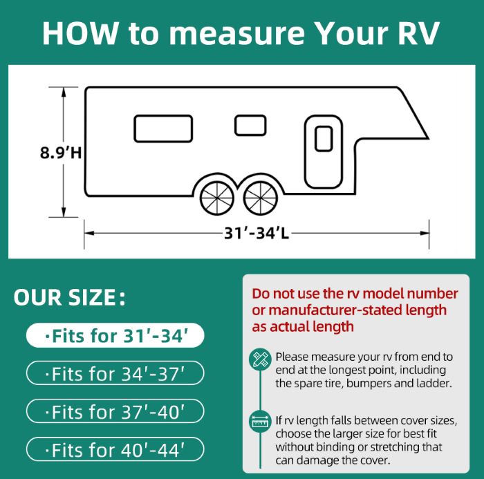 DikaSun 7 Layers 5th Wheel RV Cover UV Protection Waterproof Windproof Breathable