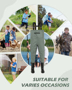 Green Children Youth Kids Fishing Hunting Chest Wader with Boots