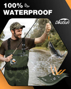 DikaSun Chest Waders with Boots — Lightweight Bootfoot Waders for Men & Women, Duck Hunting & Fly Fishing (US Sizes, Dark Green)
