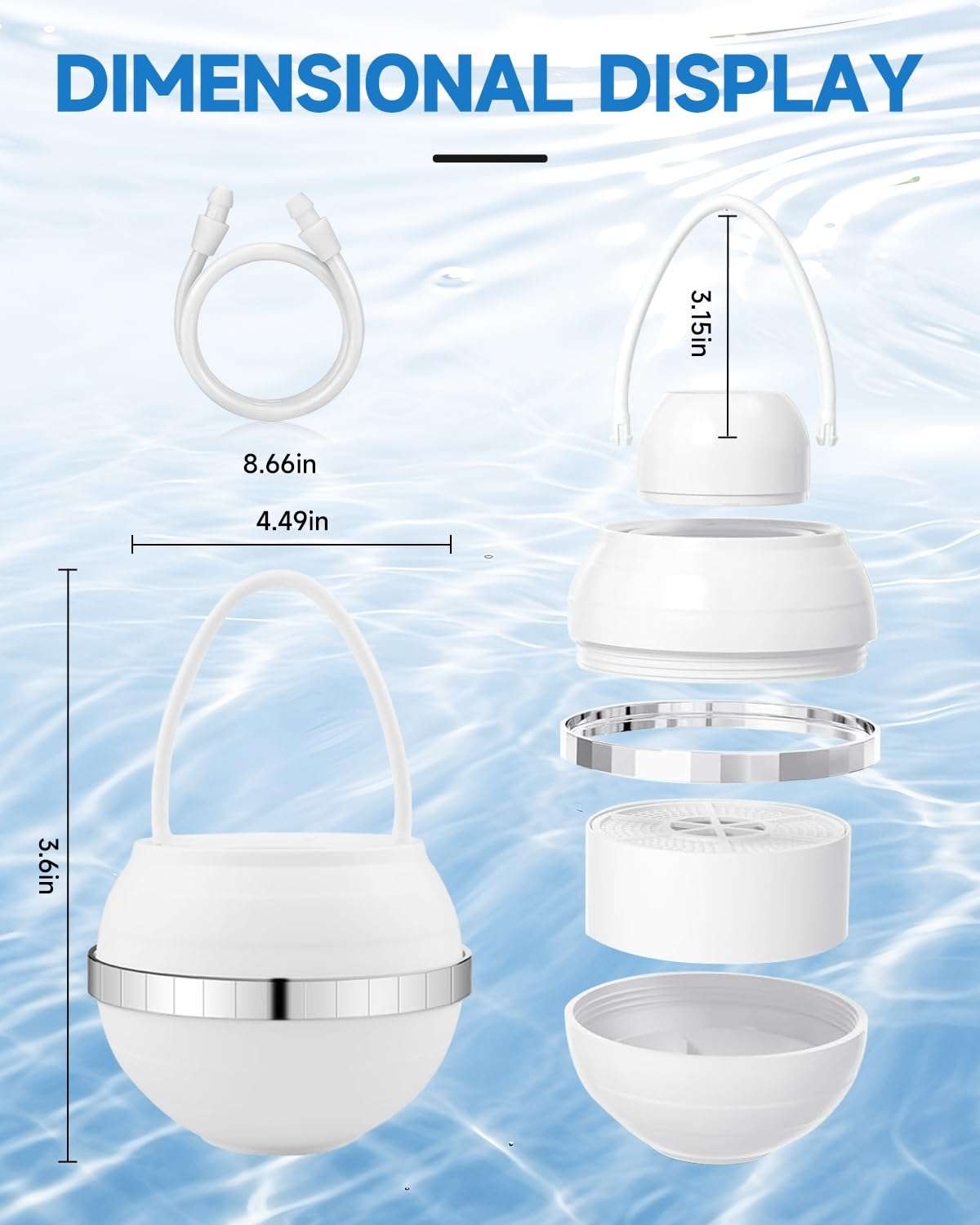 Premium Tub Faucet Bath Water Filter with Overflow – 2,500-Gallon Chlorine & Fluoride Removal Hard-Water Softener for Healthier Skin, Hair & Nails