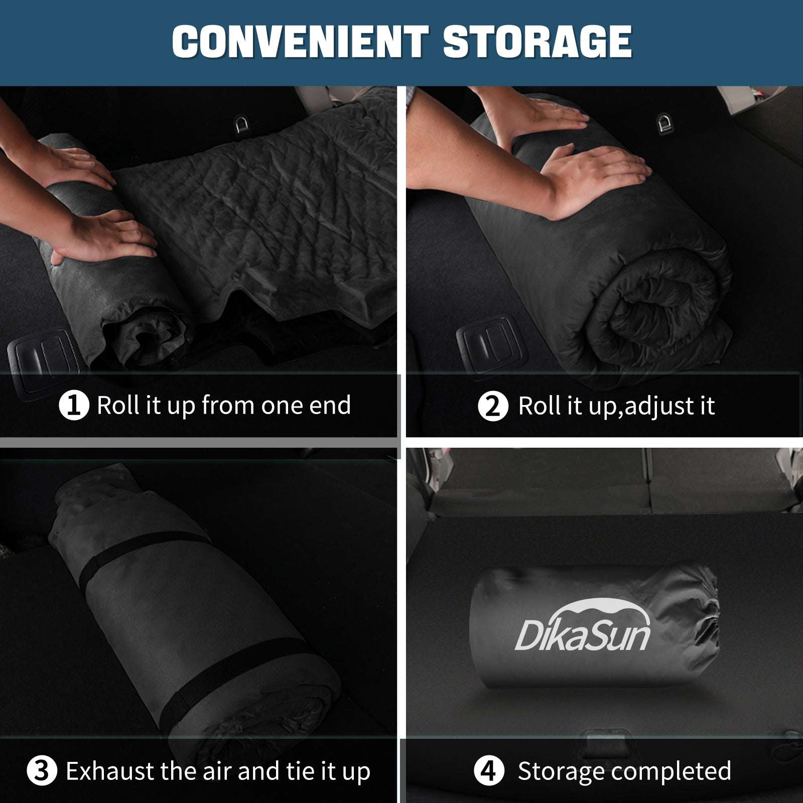 Tesla Model Y Mattress: Self-Inflating Memory Foam Bed Air Mattress for Model Y, Thickened Travel Camping SUV Sleeping Pad with Storage Bag,Black