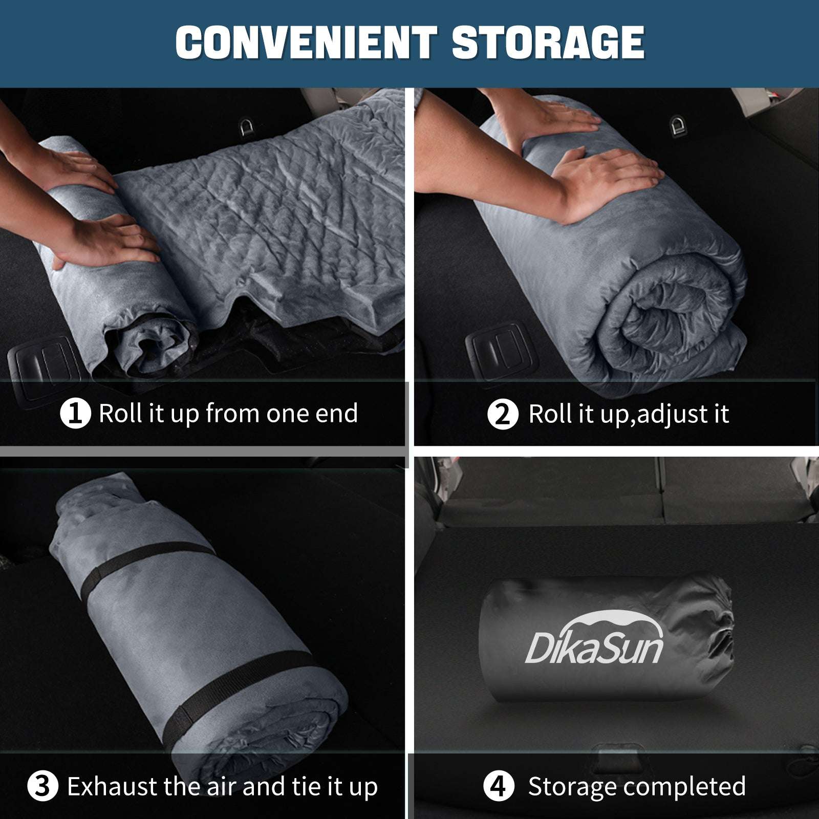 Tesla Model Y Mattress: Self-Inflating Memory Foam Bed Air Mattress for Model Y, Thickened Travel Camping SUV Sleeping Pad with Storage Bag,Grey