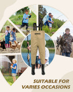 Brown Children Youth Kids Fishing Hunting Chest Wader with Boots