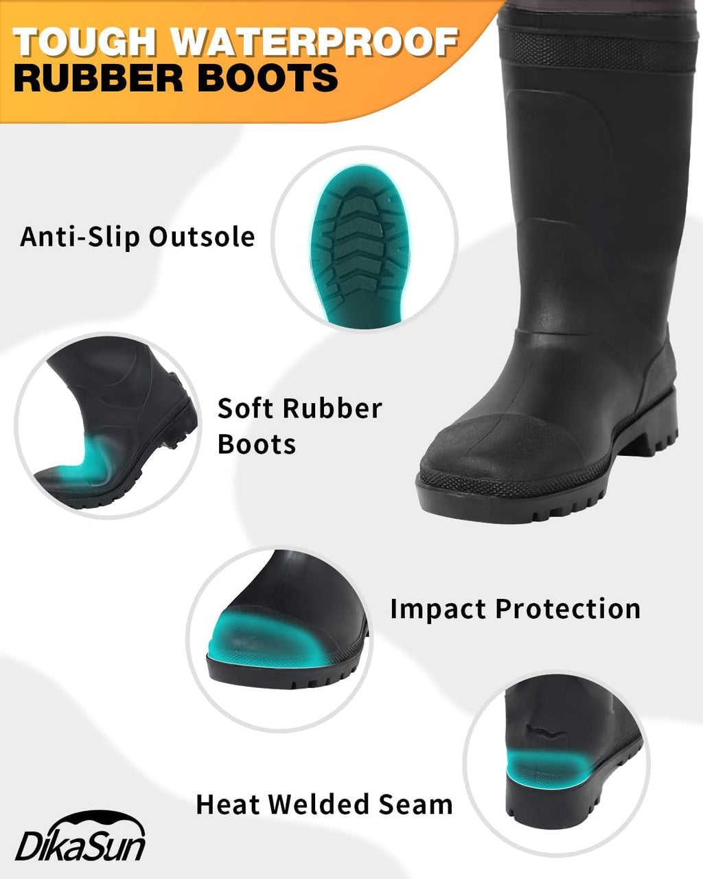 DikaSun Waterproof Fishing Waders for Men Women,Chest Wader with Boots for Duck Hunting & Fly Fishing| Lightweight Bootfoot Waders,US Size,Brown