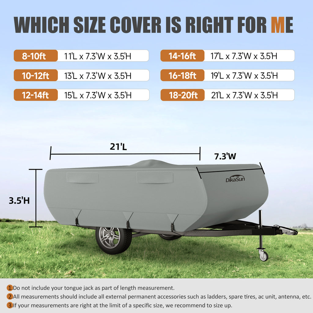 DikaSun 7 Layers Pop Up Camper Cover, Breathable UV Resistant Windproof Waterproof RV Cover