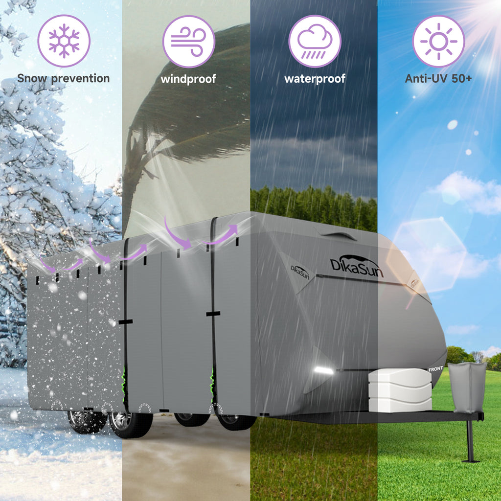 DikaSun 7 Layers Top Travel Trailer RV Cover Windproof Waterproof UV Protection