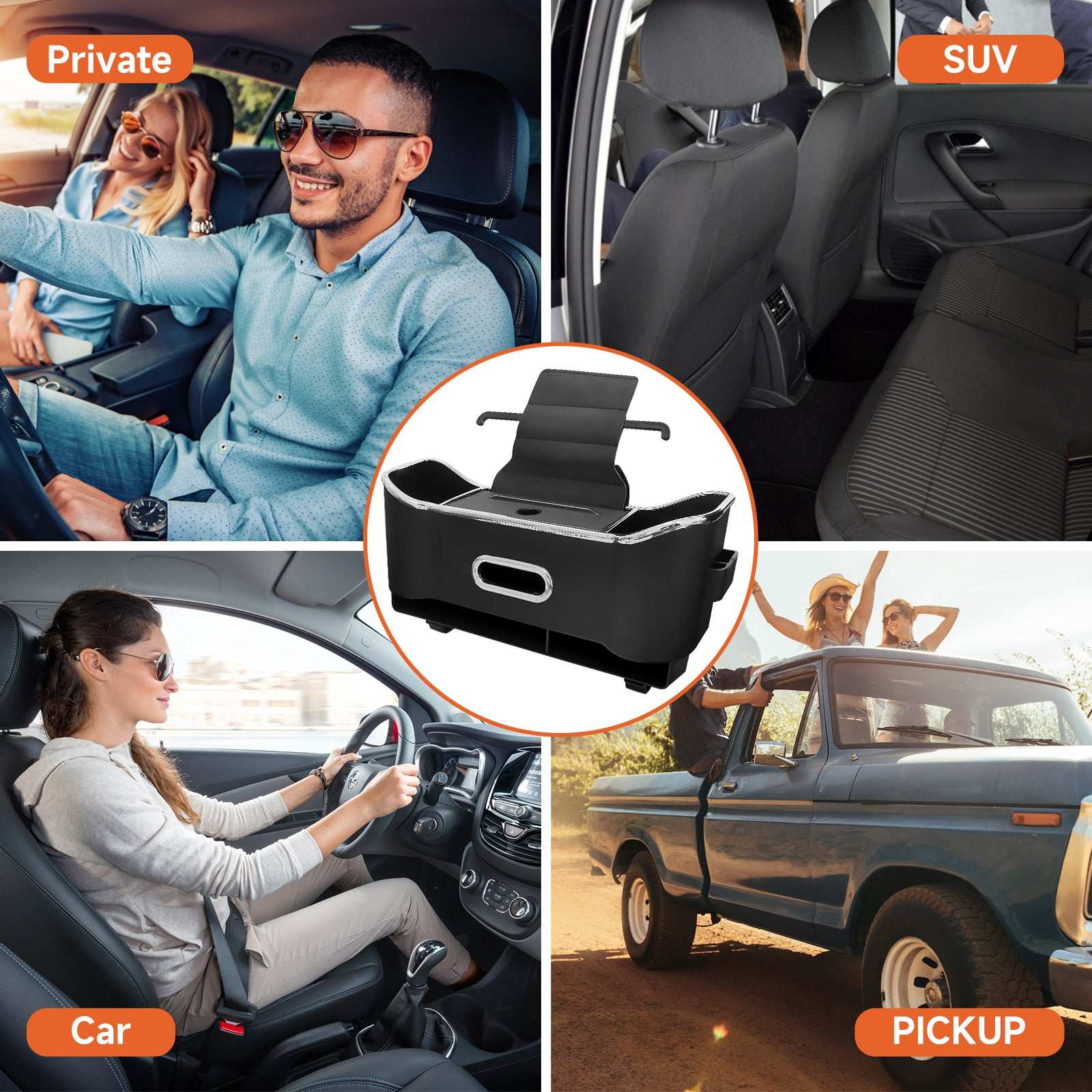 Car Seat Back Storage Box, Multifunctional Headrest Backseat Organizer with Tissue Box
