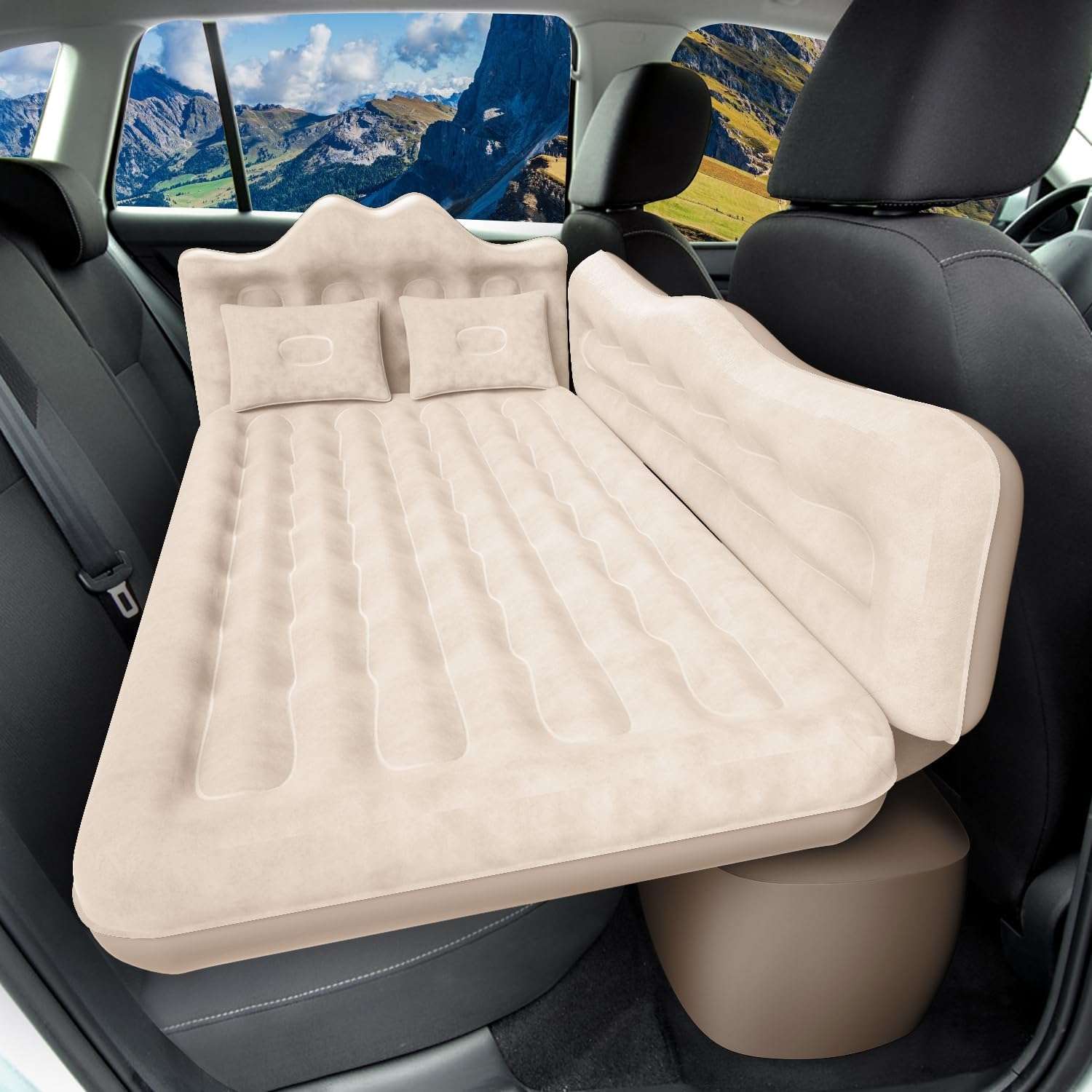 Thicken Backseat SUV/Car/Truck Air Mattress Air Bed Inflatable SUV Truck Mattress -30.31'' Width/Beige