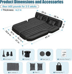 DikaSun 63in Extended SUV Mattress — Quick Inflate, Includes Pump & 2 Pillows,Black