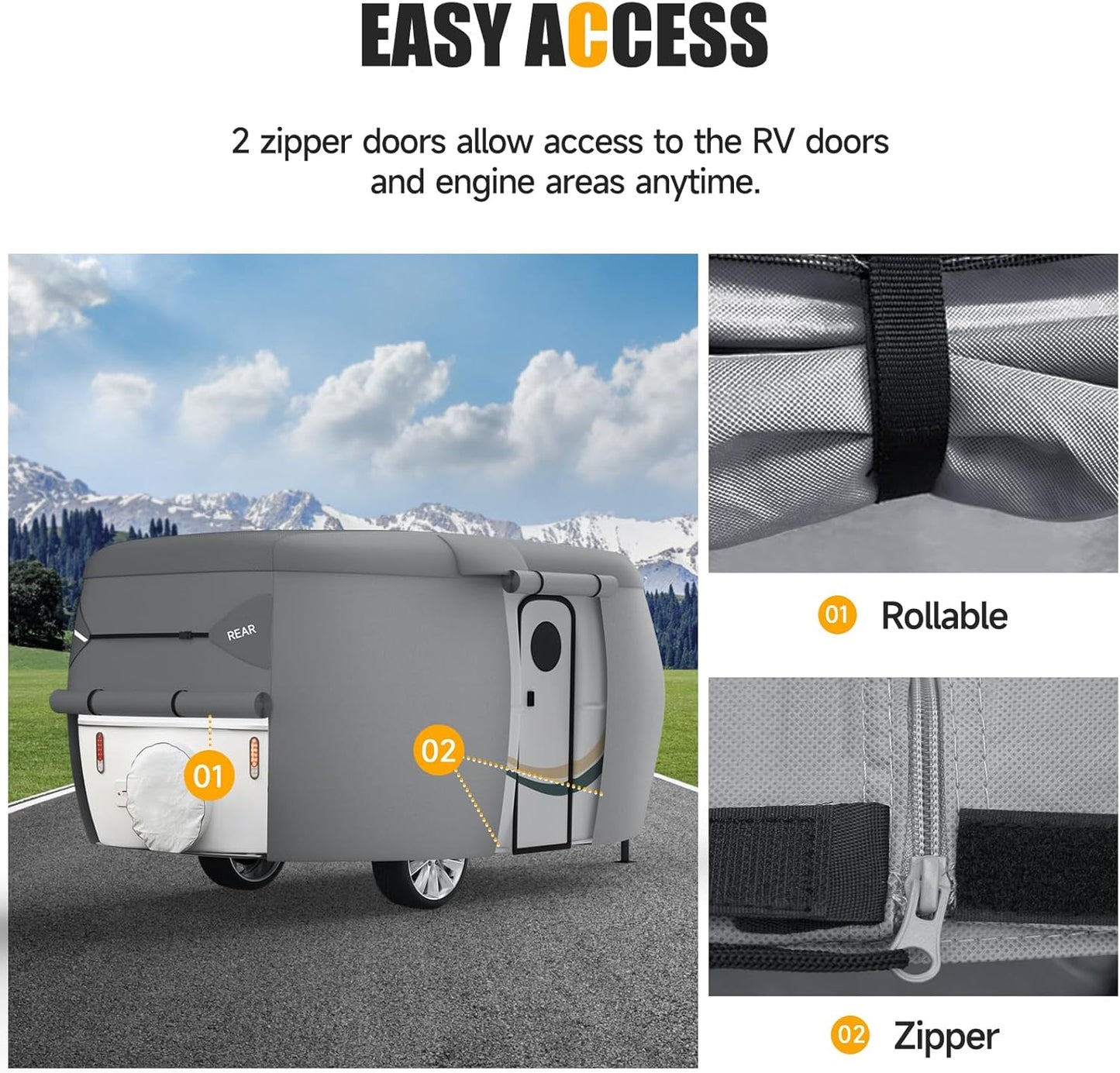 7 Layers Fiberglass Travel Trailer Cover Camper RV Cover Waterproof