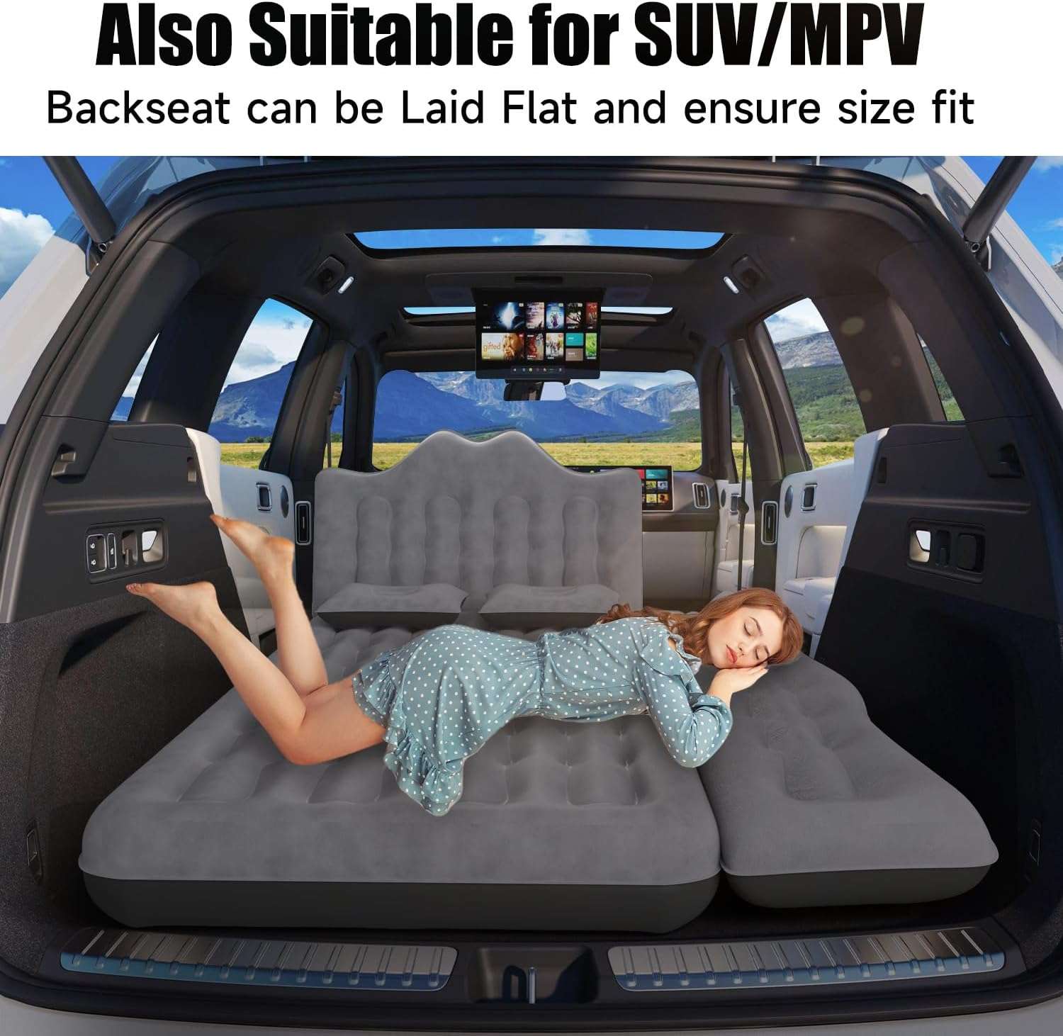 Thicken Backseat SUV/Car/Truck Air Mattress Air Bed Inflatable SUV Truck Mattress -30.31'' Width/Black