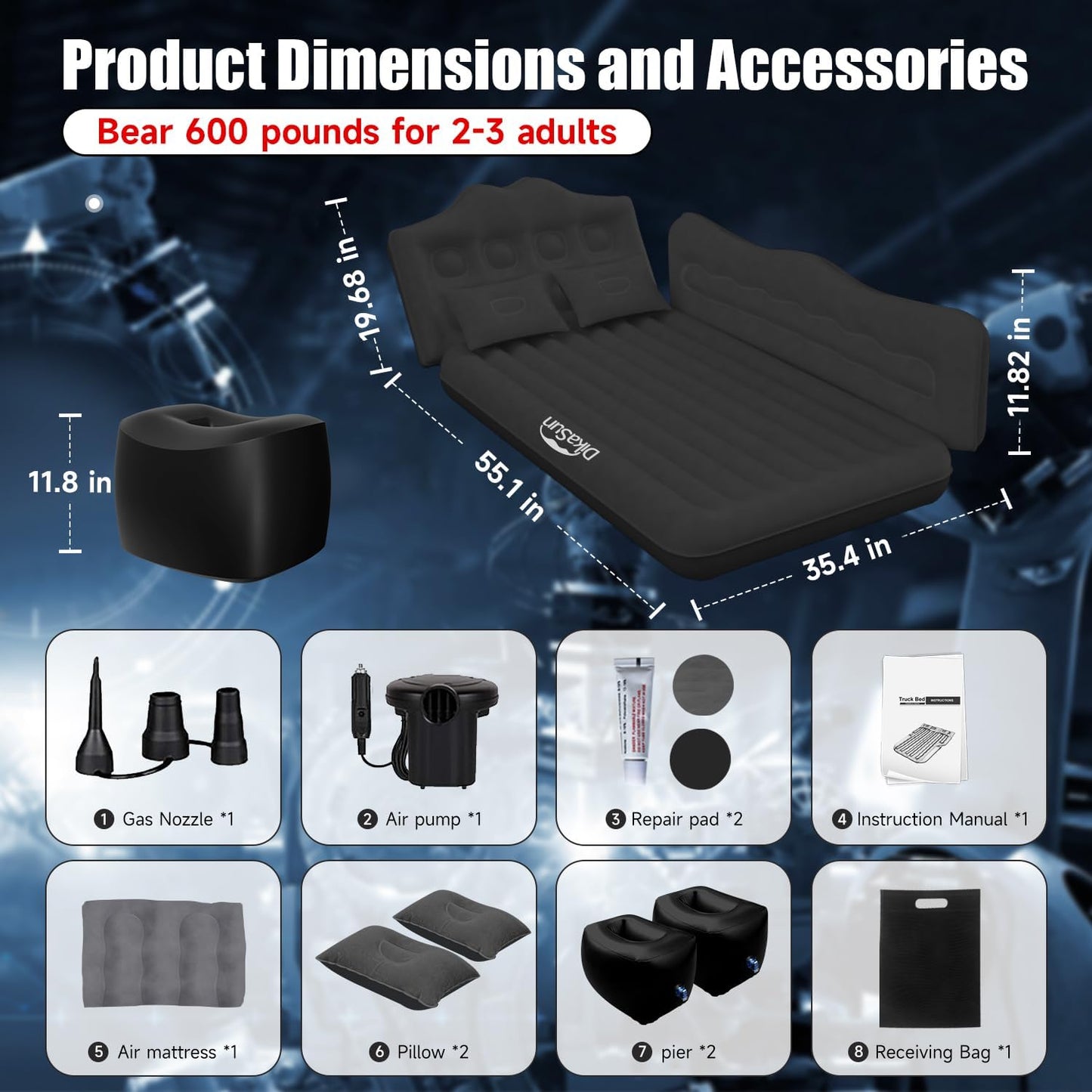 Car Air Mattress Backseat Inflatable Air Bed SUV Truck Mattress DKS051