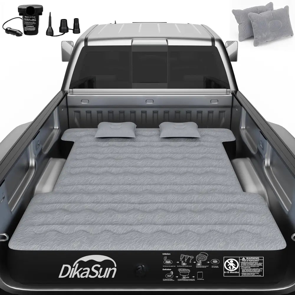 DikaSun Inflatable Air Mattress for 5.5-5.8 ft Pickup Truck Bed, for Outdoor Car Camping, Gray