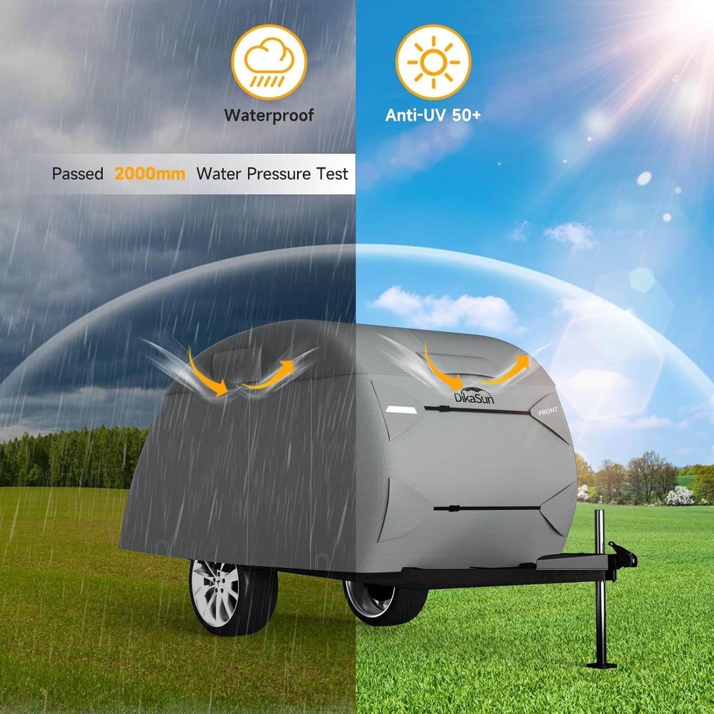 Teardrop Trailer Cover 7 Layers Waterproof Camper Cover