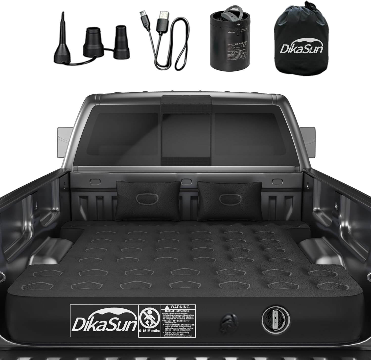 5.5-5.8ft Auto Inflate Truck Bed Air Mattress, Blow Up Full Size Short Pickup Truck Sleeping Pad for Truck Tents, Camping and Travel