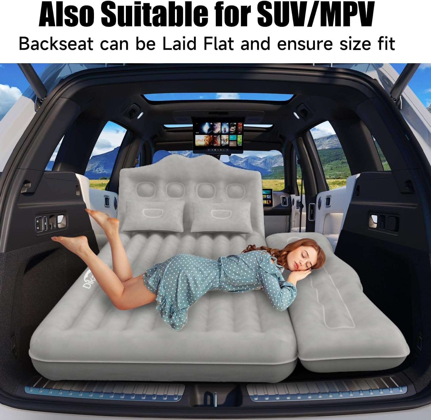 Thicken Backseat SUV/Car/Truck Air Mattress Air Bed Inflatable SUV Truck Mattress -35.4'' Width/Grey